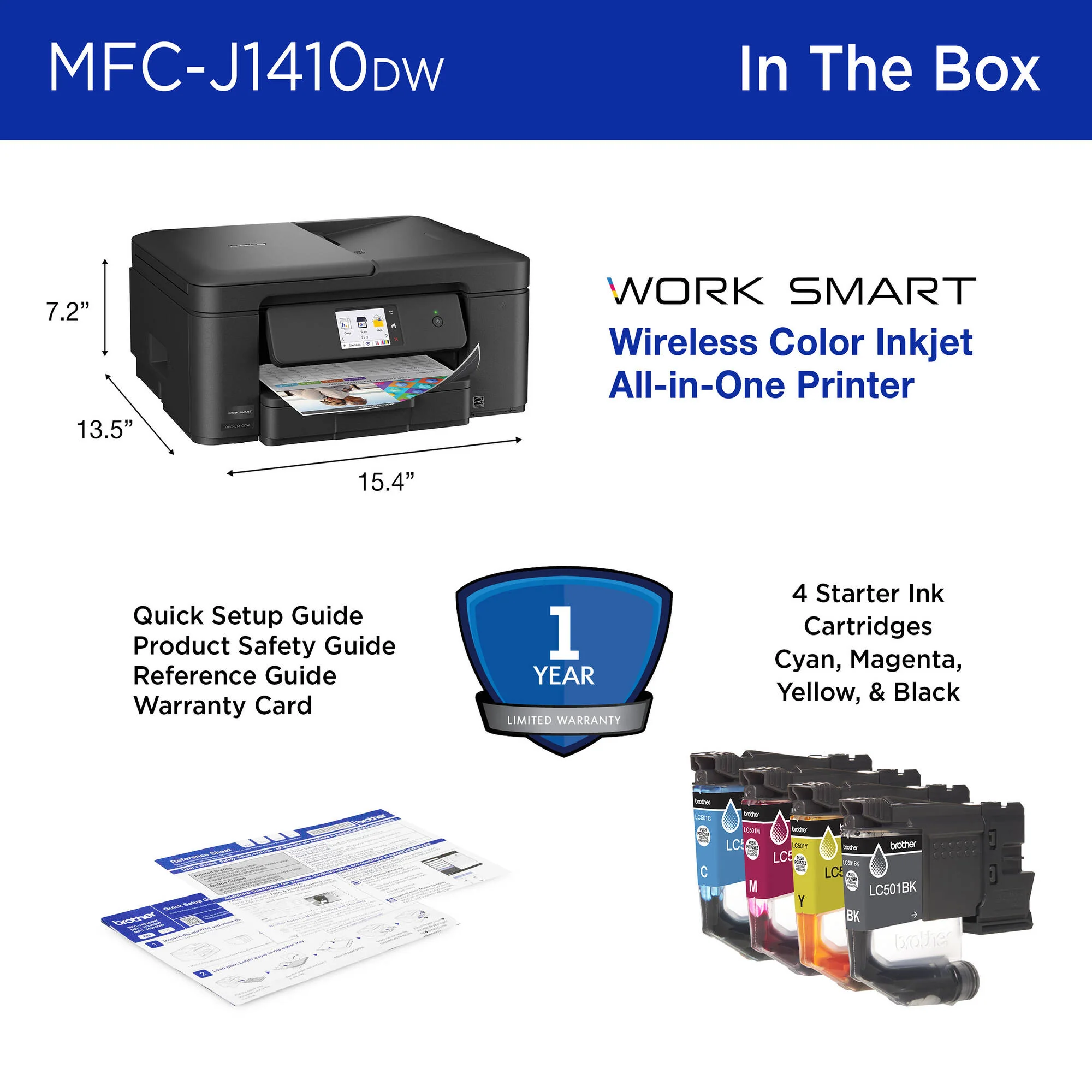 Brother MFC-J1410DW Wireless Color Inkjet All-in-One Printer with Auto Duplex Printing - Image 3