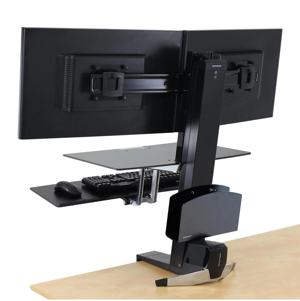 Ergotron WorkFit-S, Dual Workstation with Worksurface (Black) - Image 3