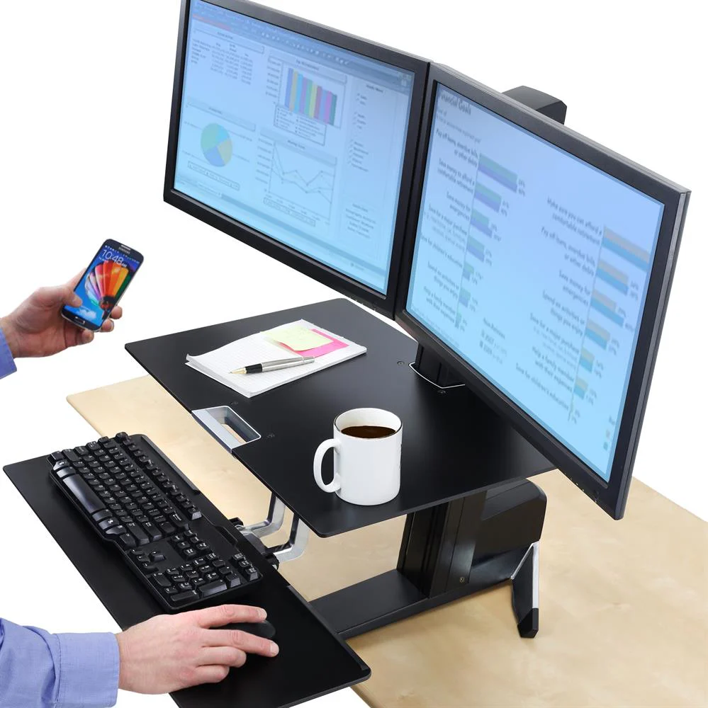 Ergotron WorkFit-S, Dual Workstation with Worksurface (Black) - Image 5