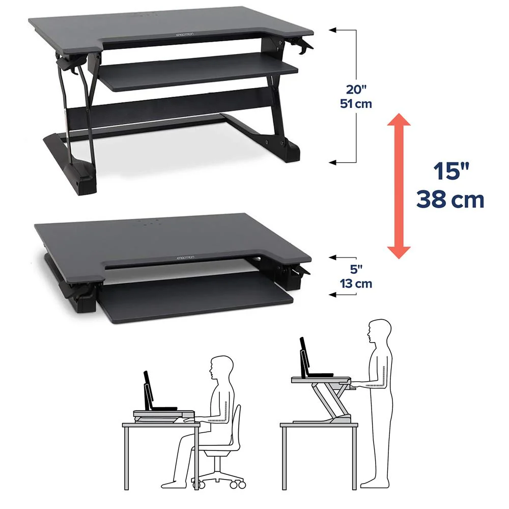 Ergotron WorkFit-TL, Standing Desk Workstation (Black, Grey Surface) - Image 3