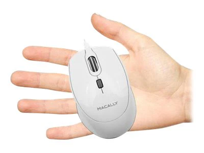 Macally USB-C Wired Optical URocket Mouse for Mac/PC - White - Image 7