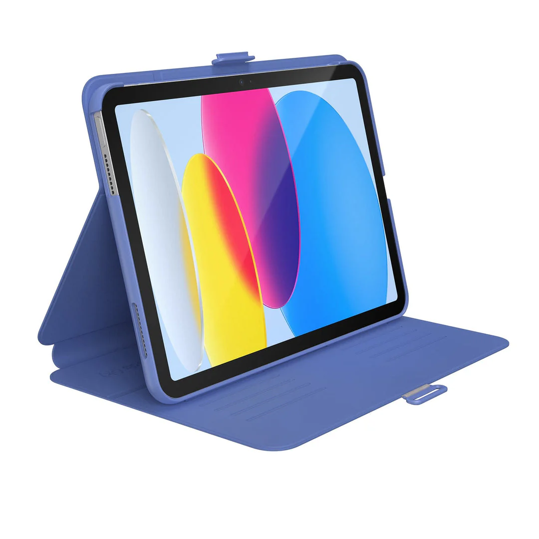 Speck Balance Carrying Case (Folio Clear) for 10.9in iPad 10th Gen - Grounded Purple/Sweater Gray/White - Image 2