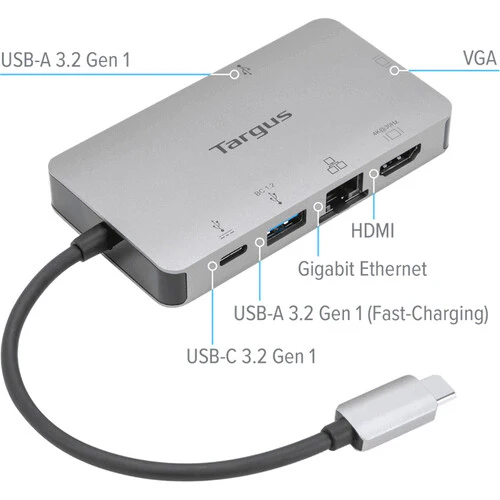 Targus USB-C Dual Port 4K Video Docking Station with HDMI/VGA and 100W PD Pass-Thru Space Gray - Image 7